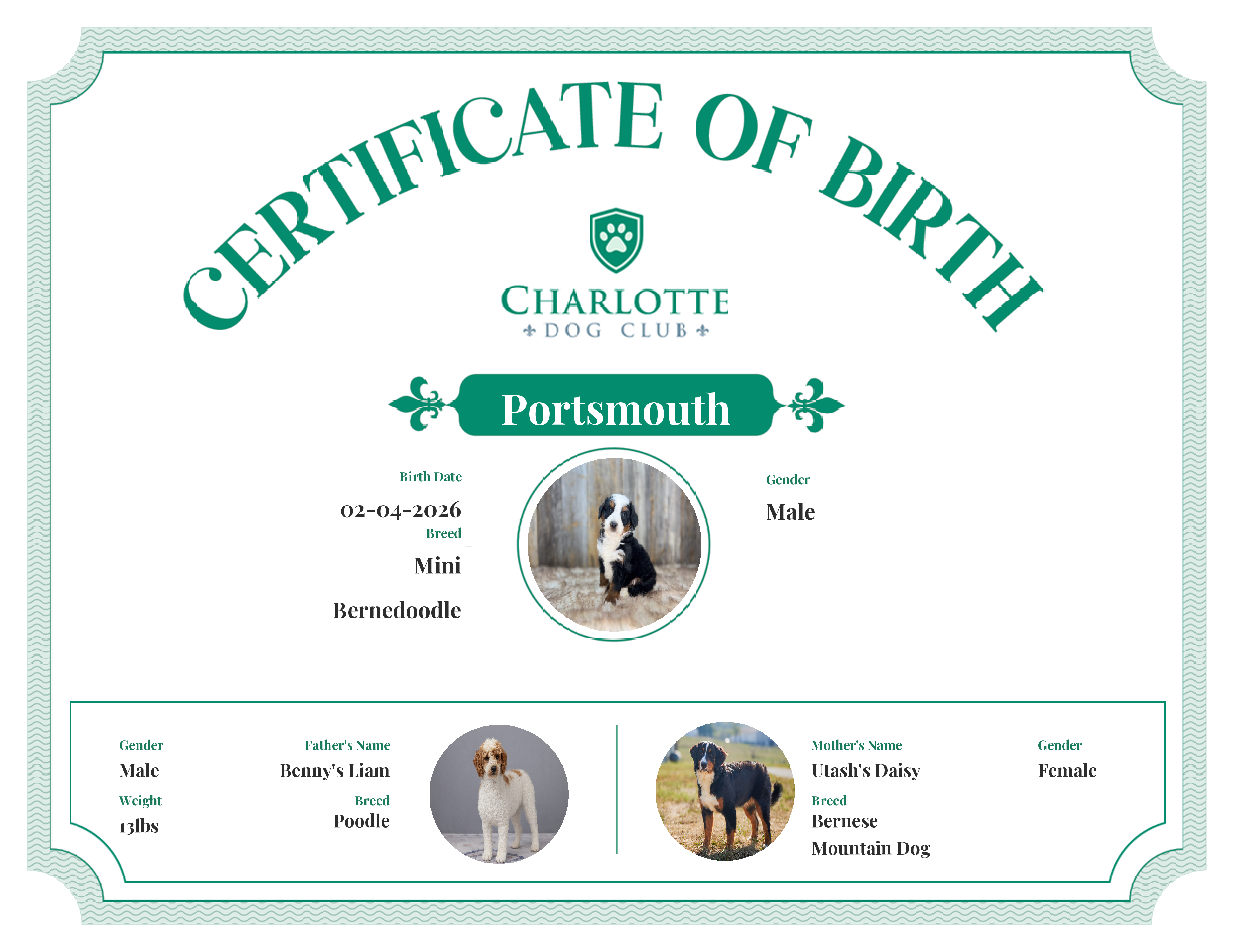 Portsmouth's Birth Certificate