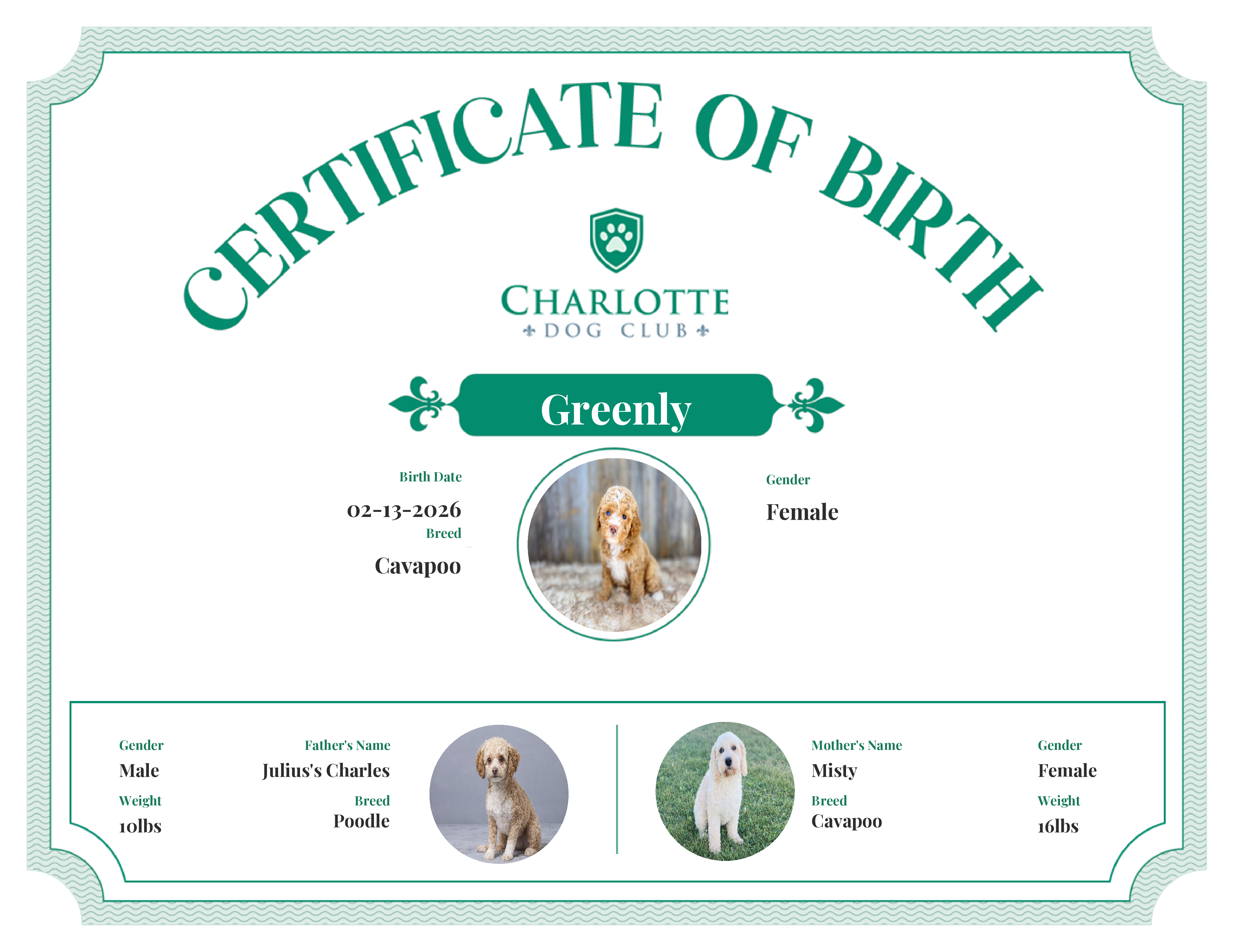 Greenly's Birth Certificate