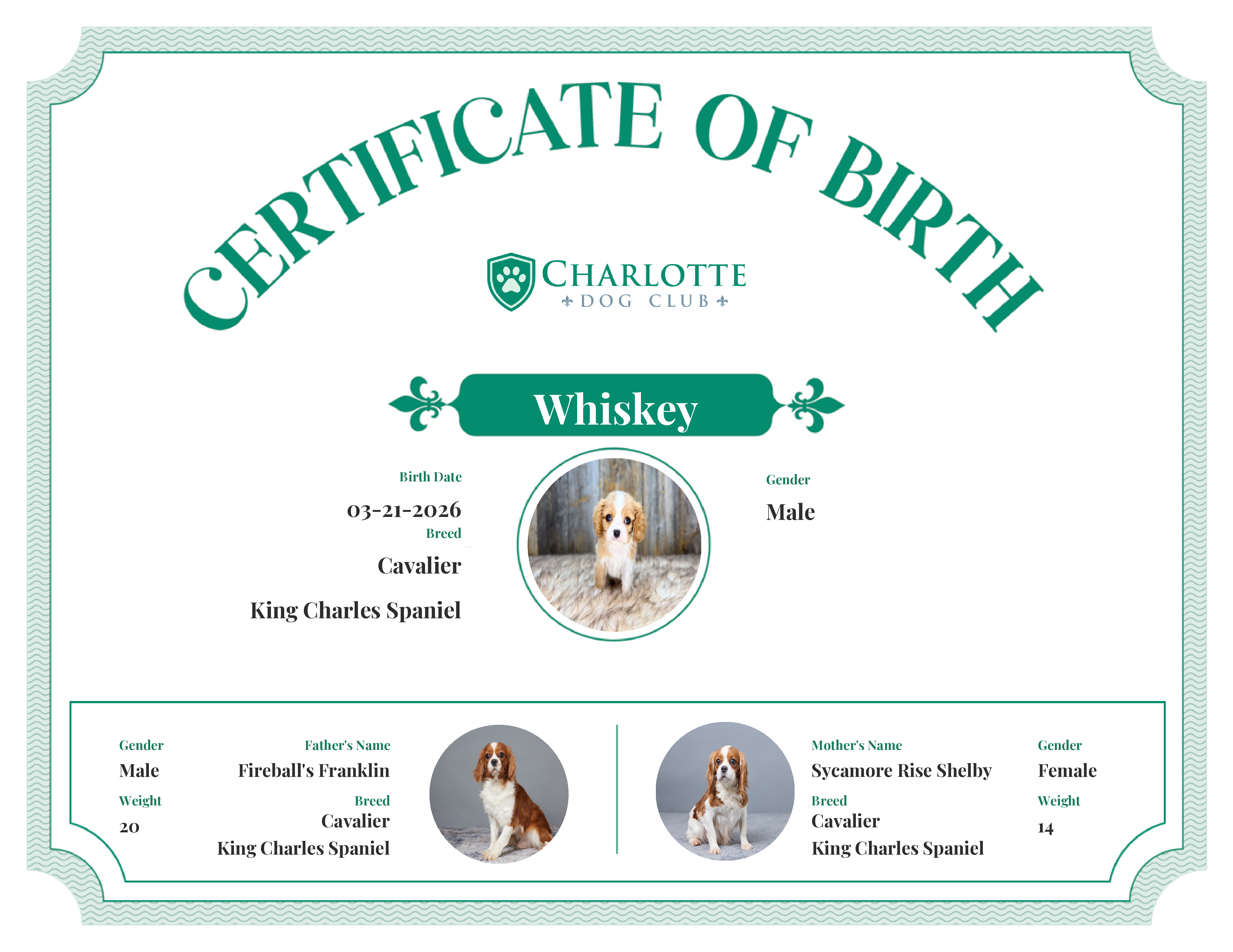 Whiskey's Birth Certificate
