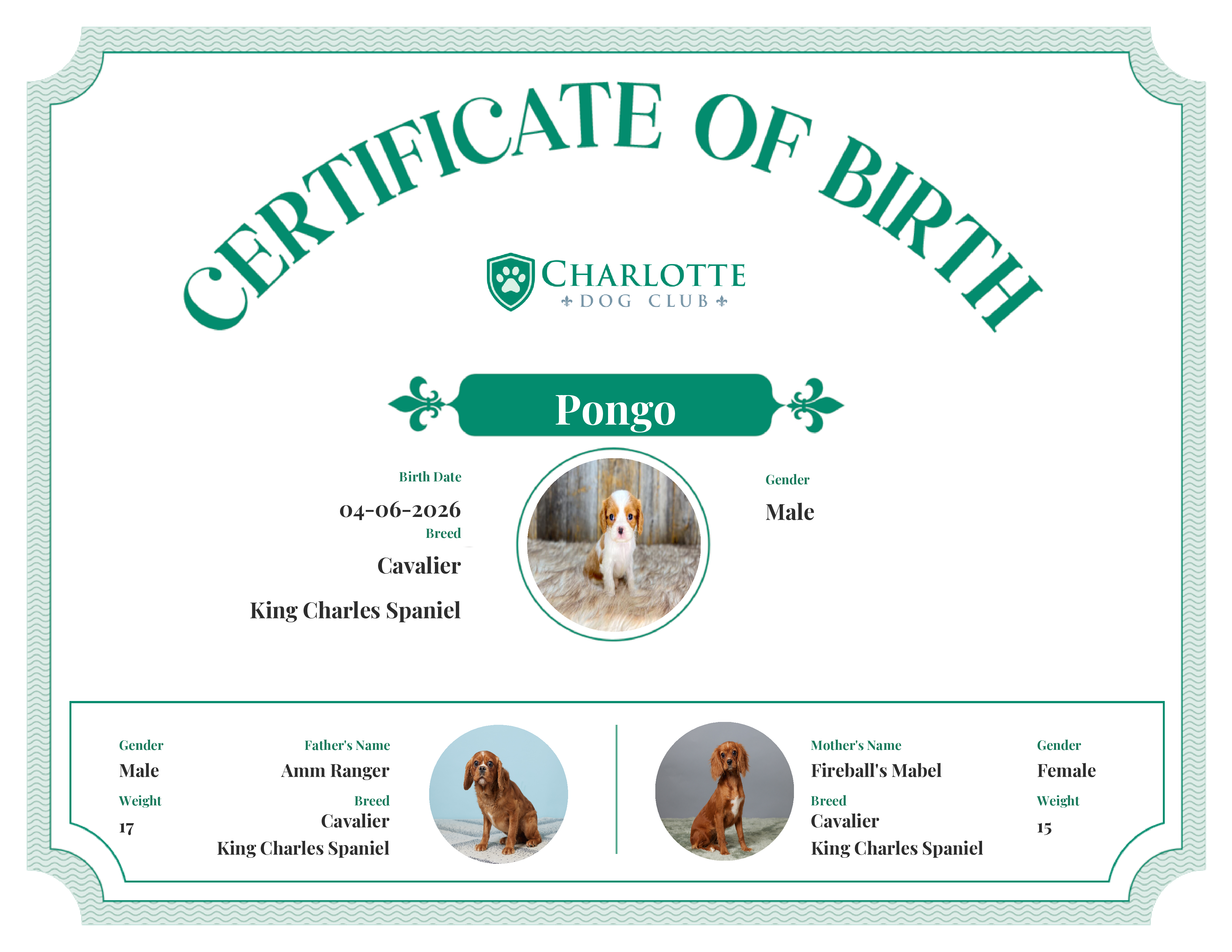 Pongo's Birth Certificate
