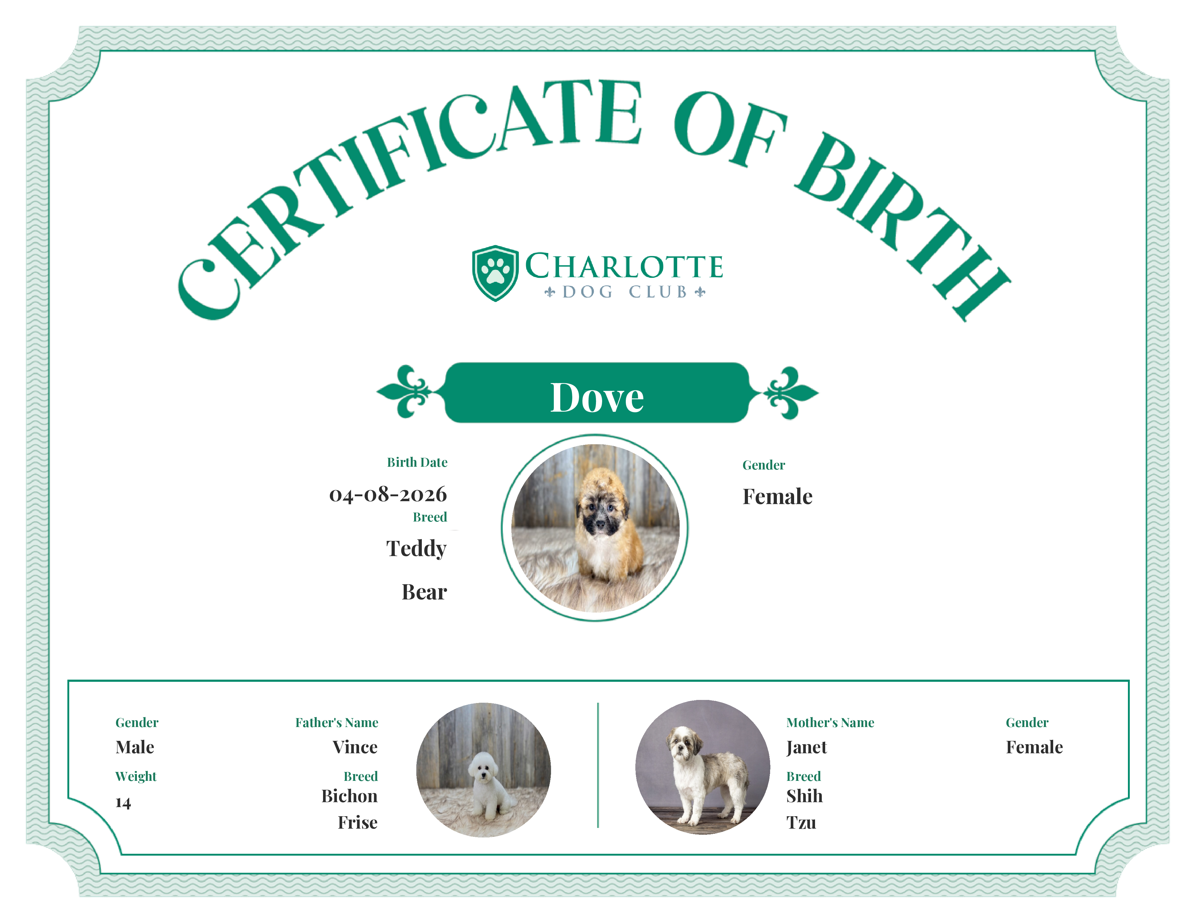 Dove's Birth Certificate