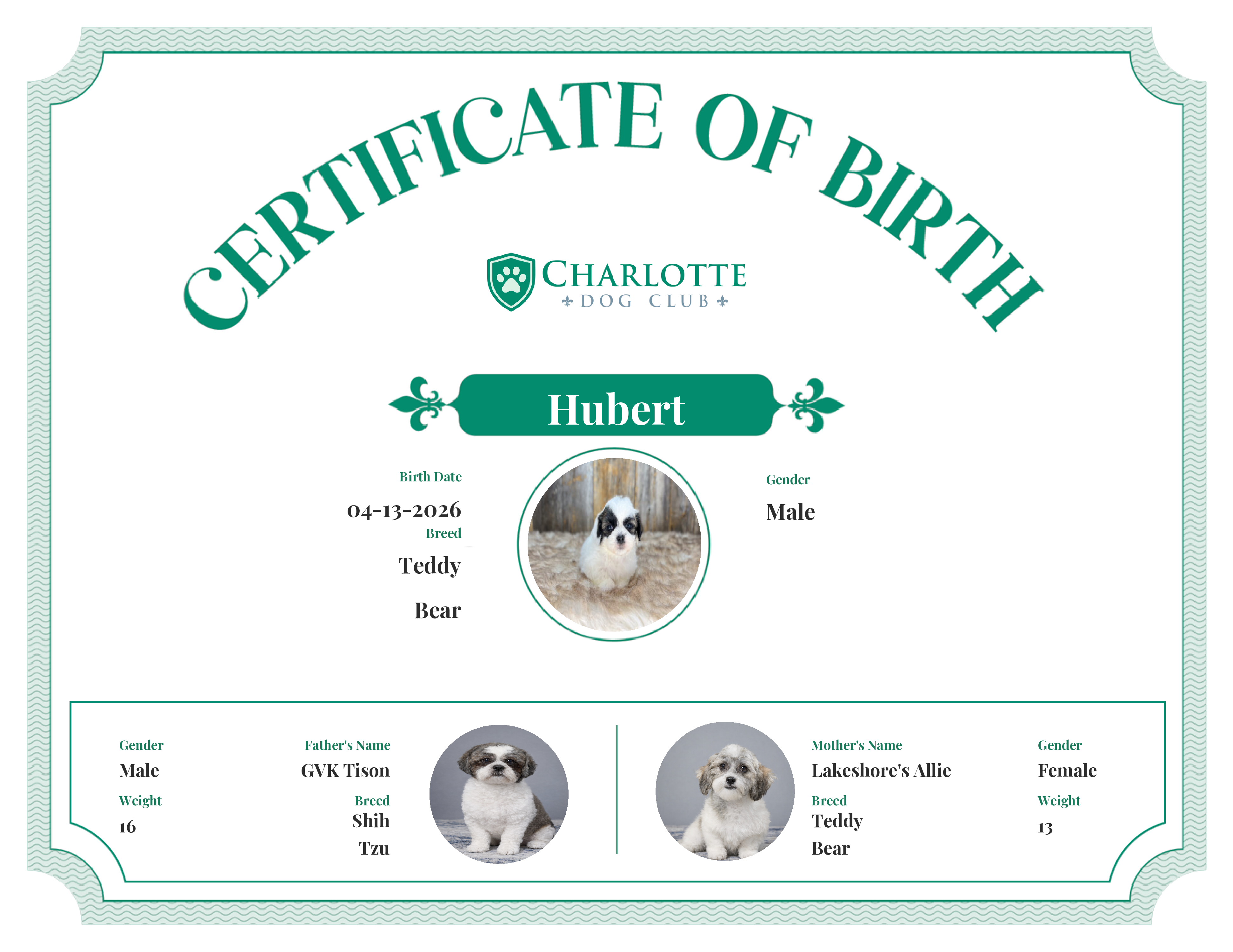 Hubert's Birth Certificate