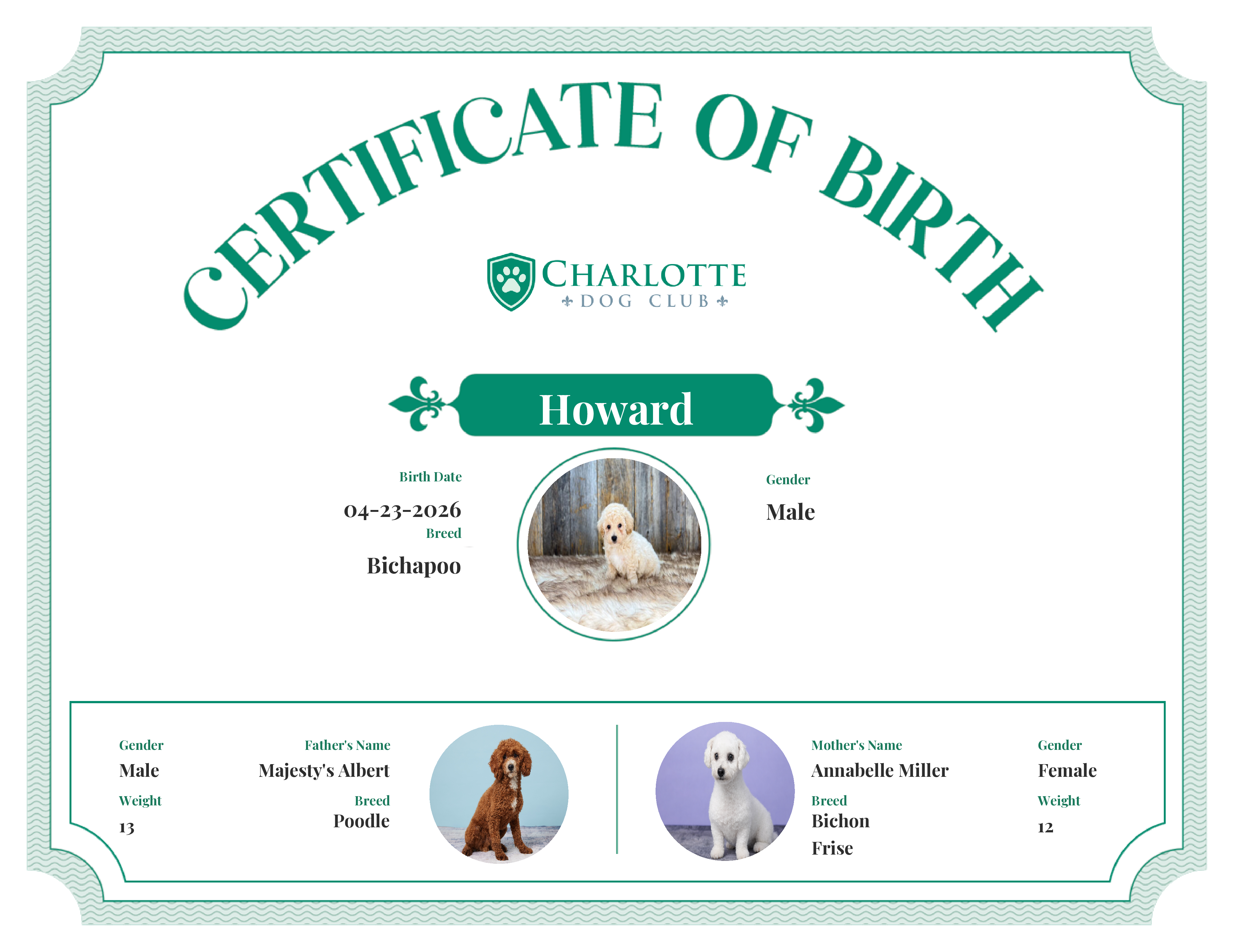 Howard's Birth Certificate