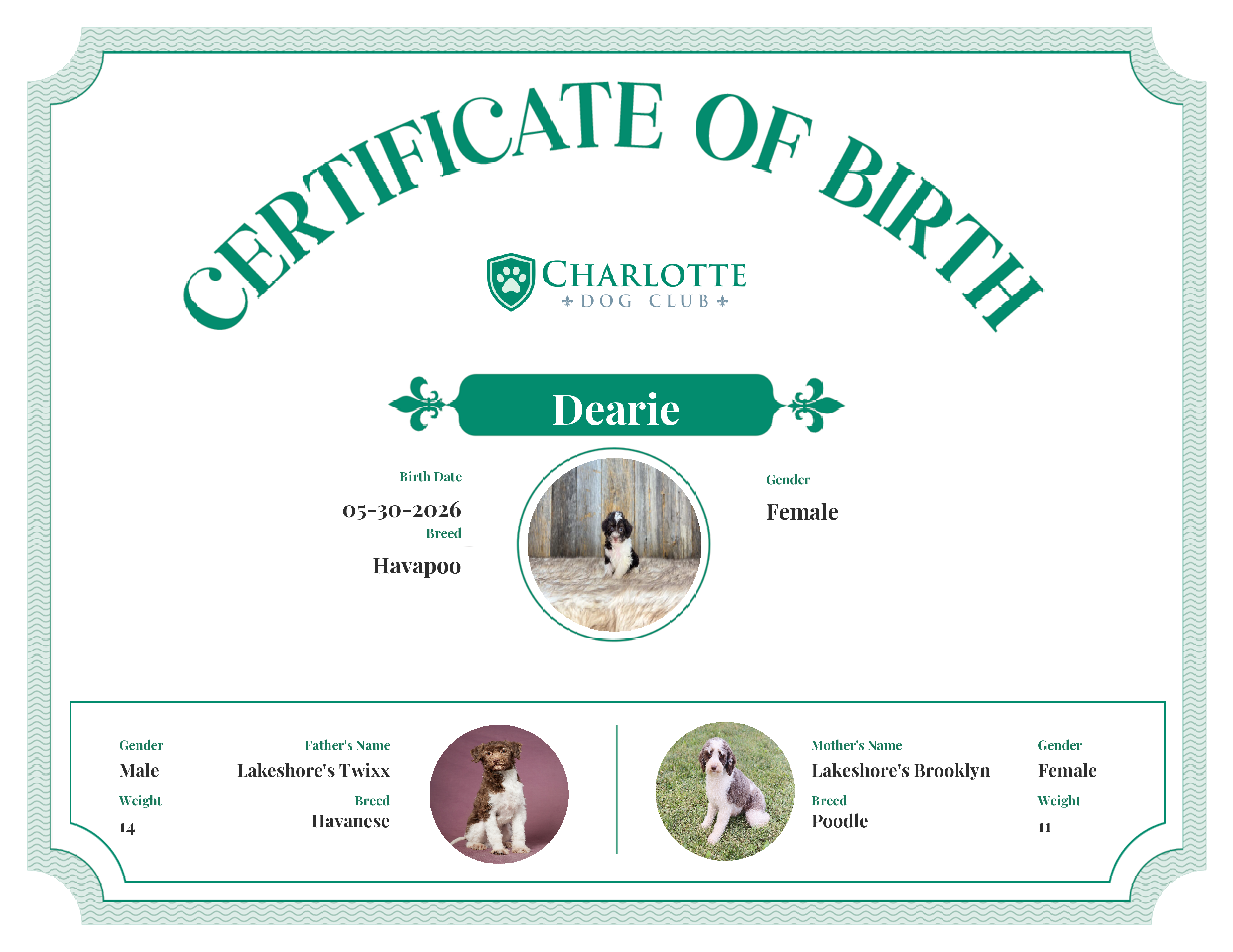 Dearie's Birth Certificate