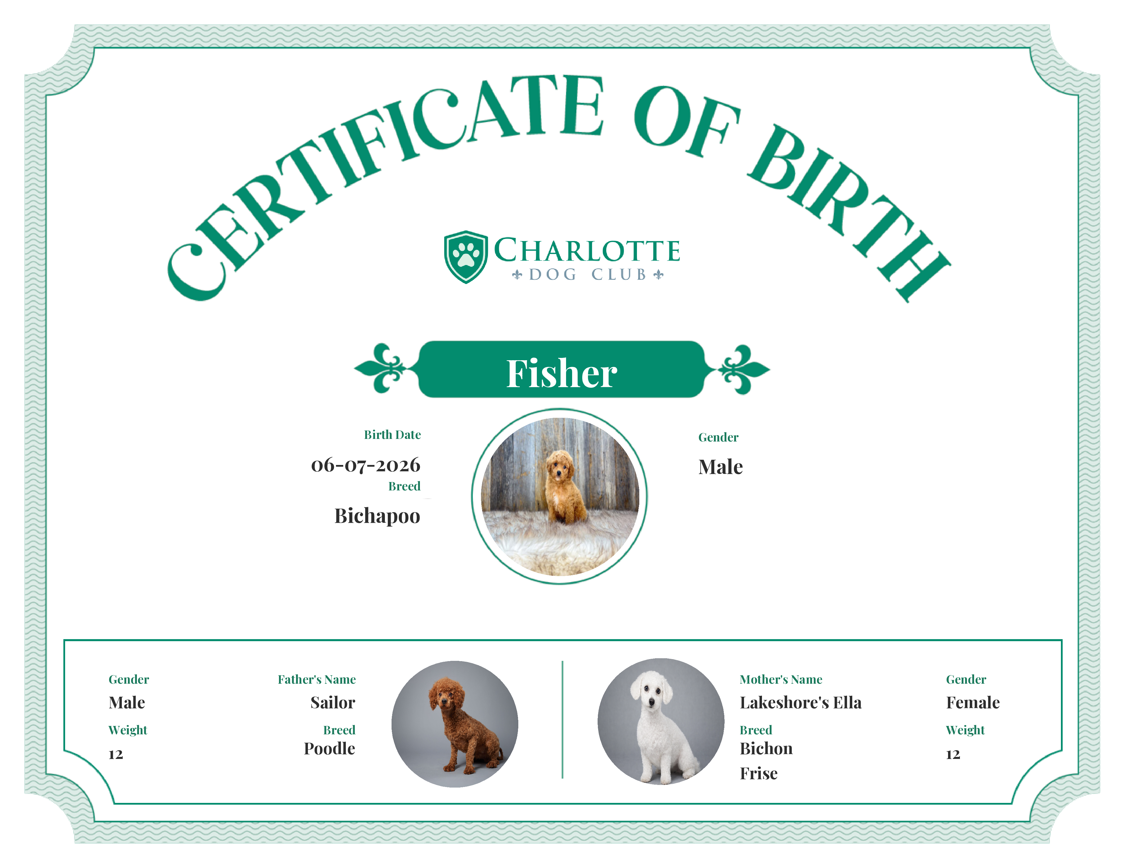 Fisher's Birth Certificate