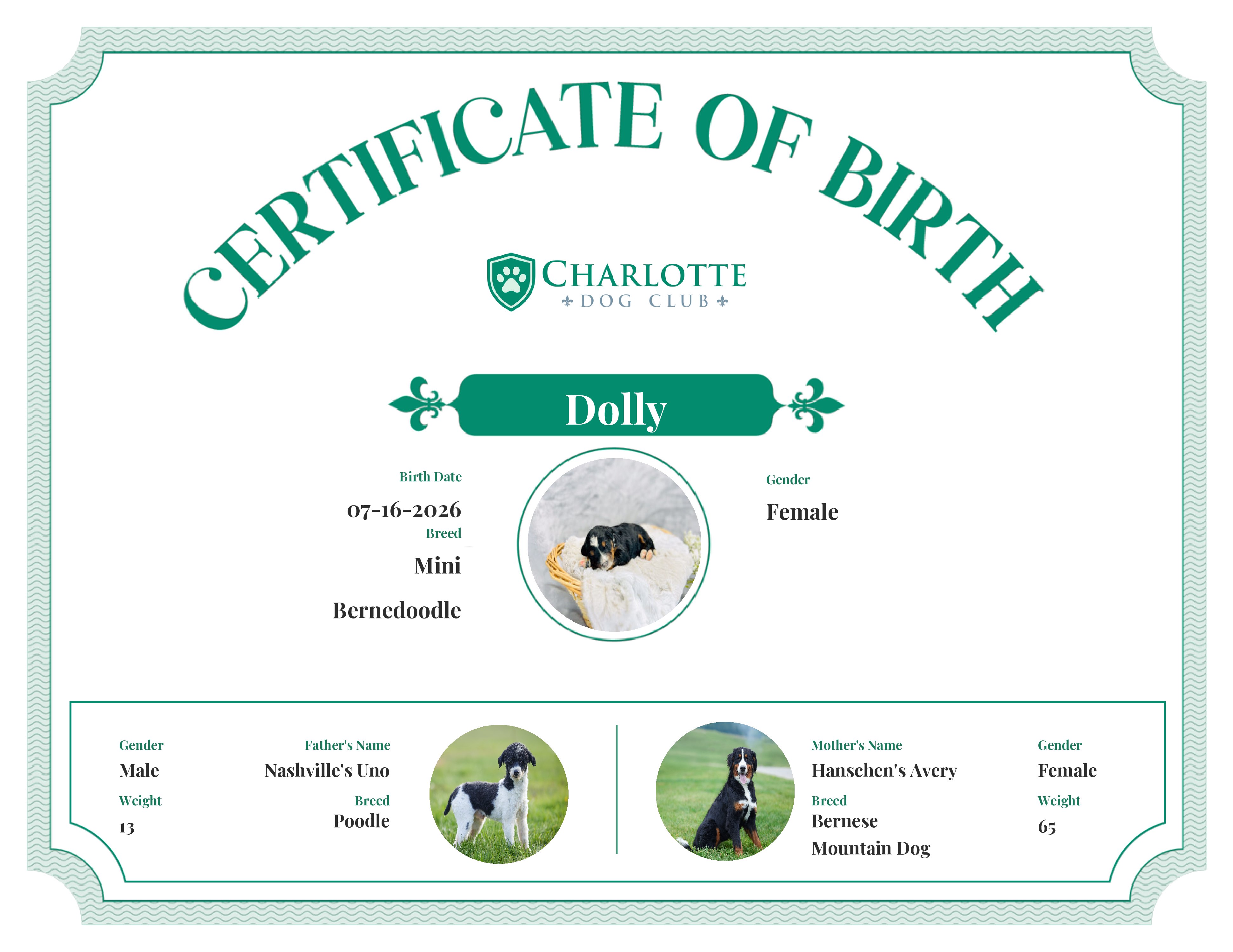 Dolly's Birth Certificate