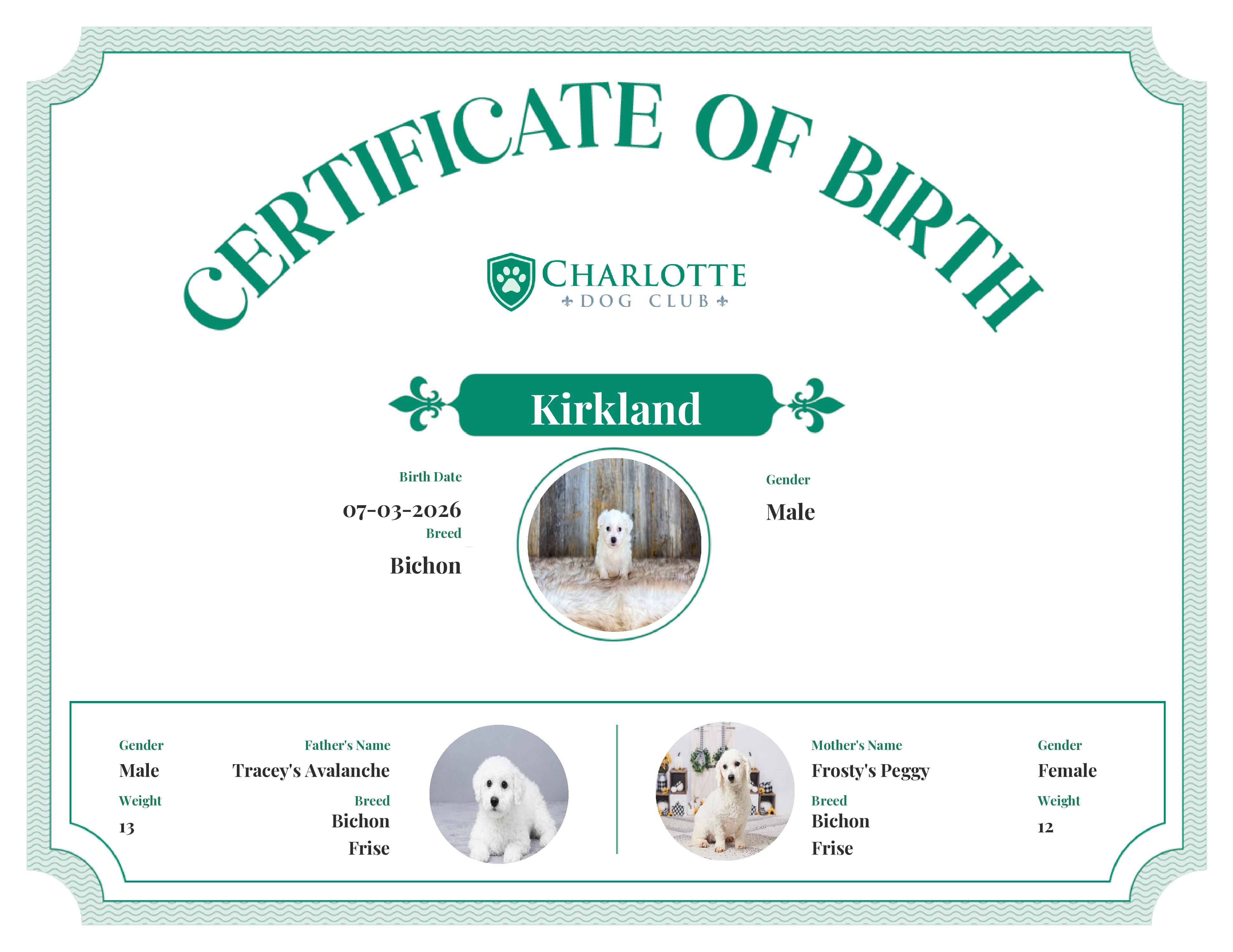 Kirkland's Birth Certificate