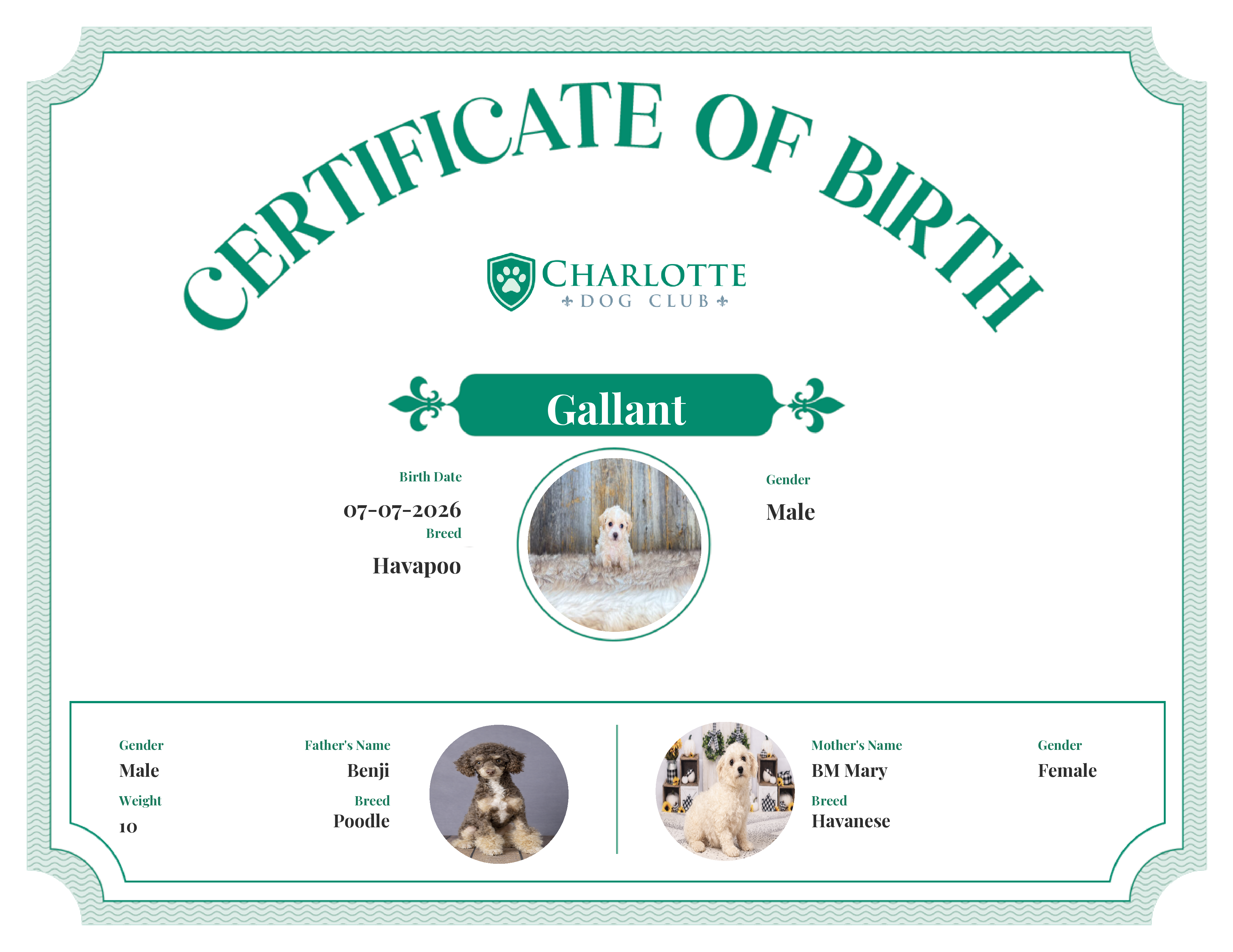 Gallant's Birth Certificate