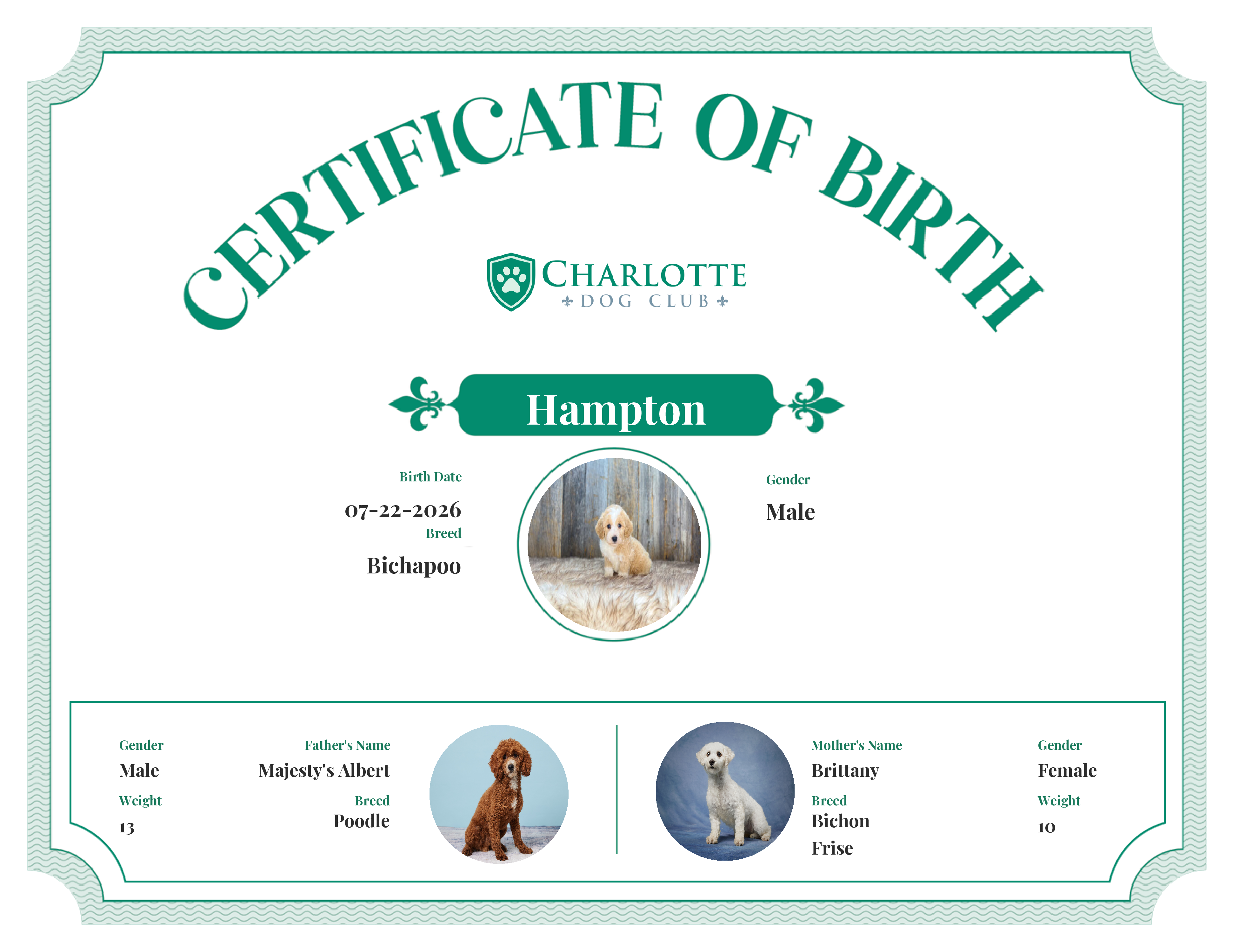 Hampton's Birth Certificate