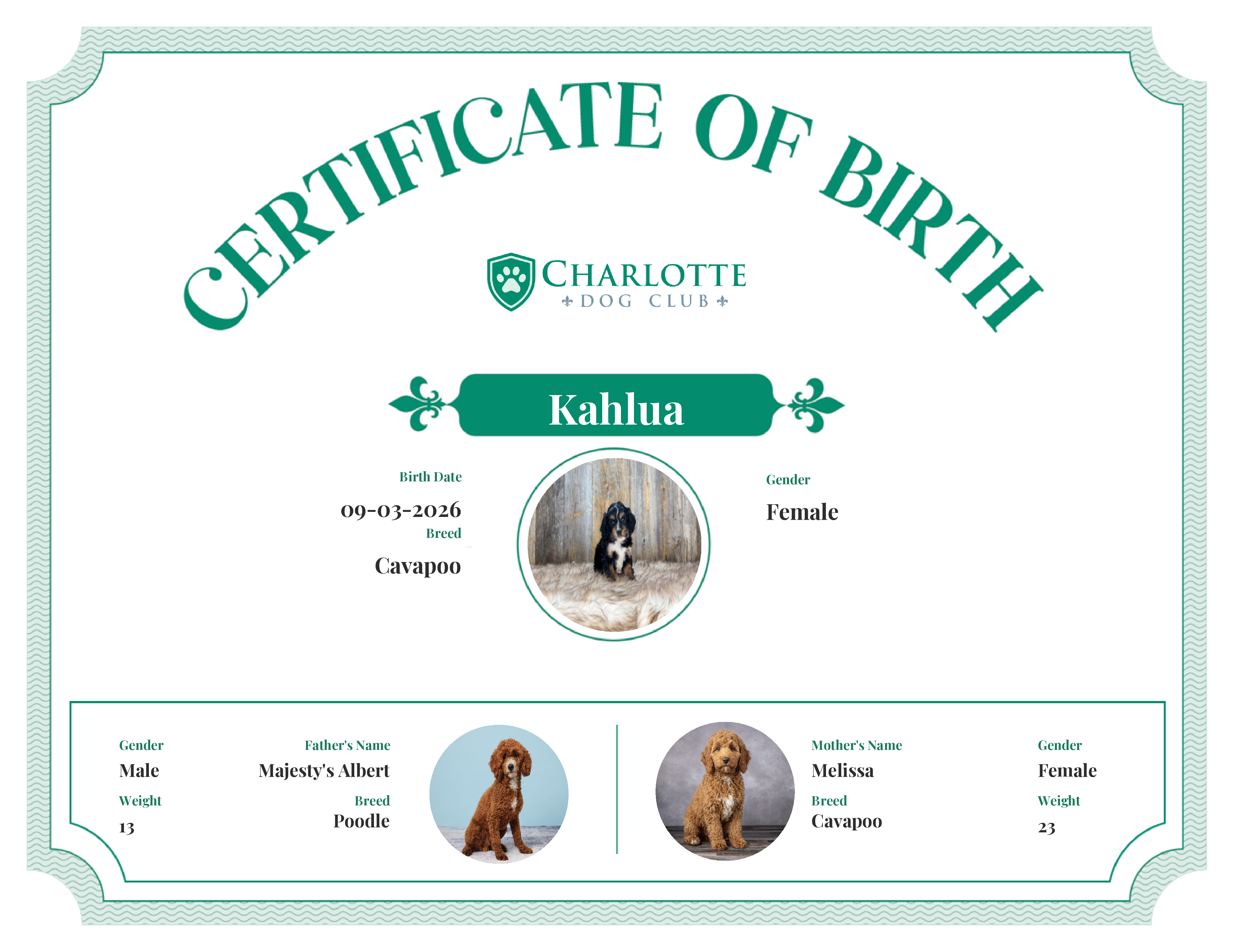 Kahlua's Birth Certificate