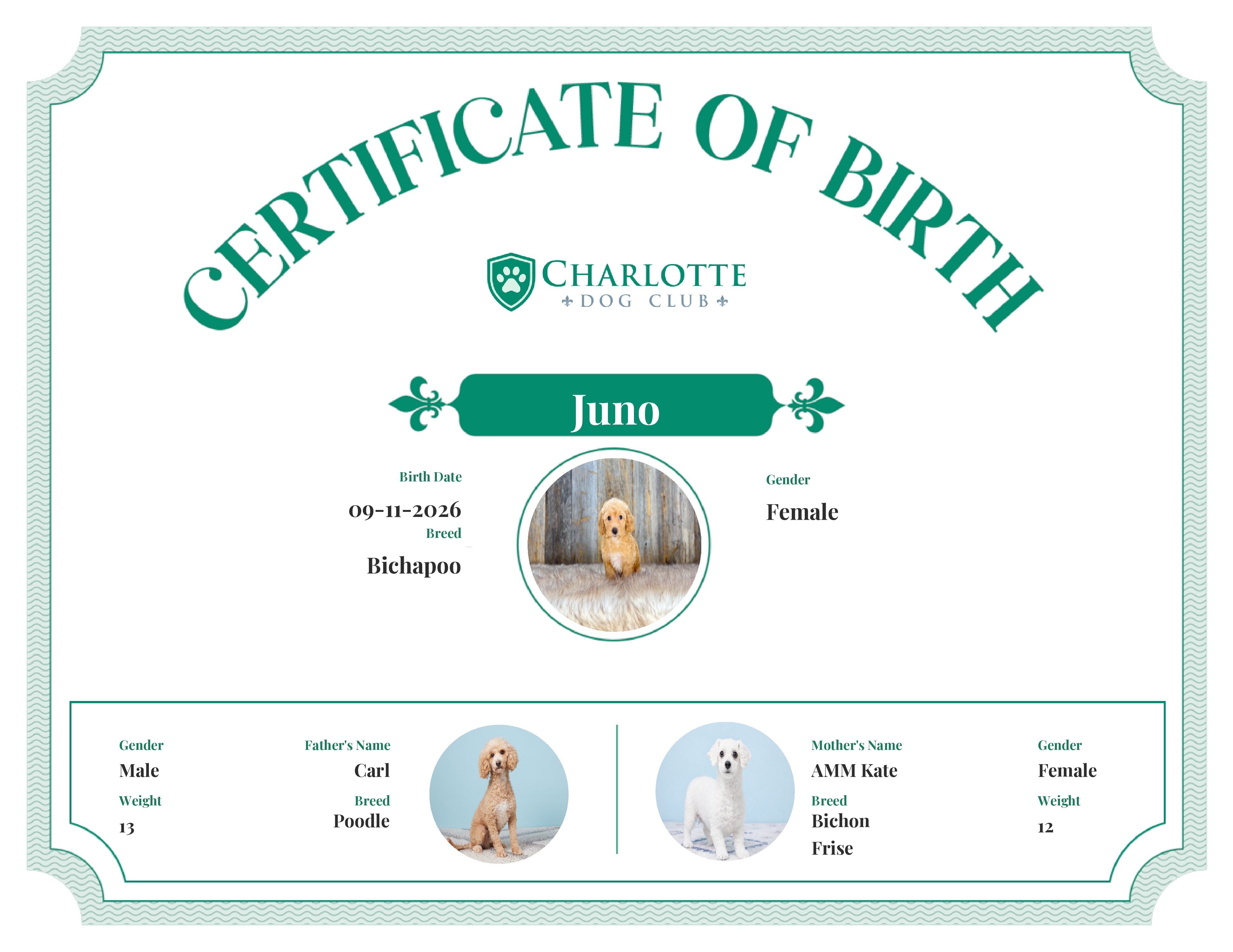 Juno's Birth Certificate