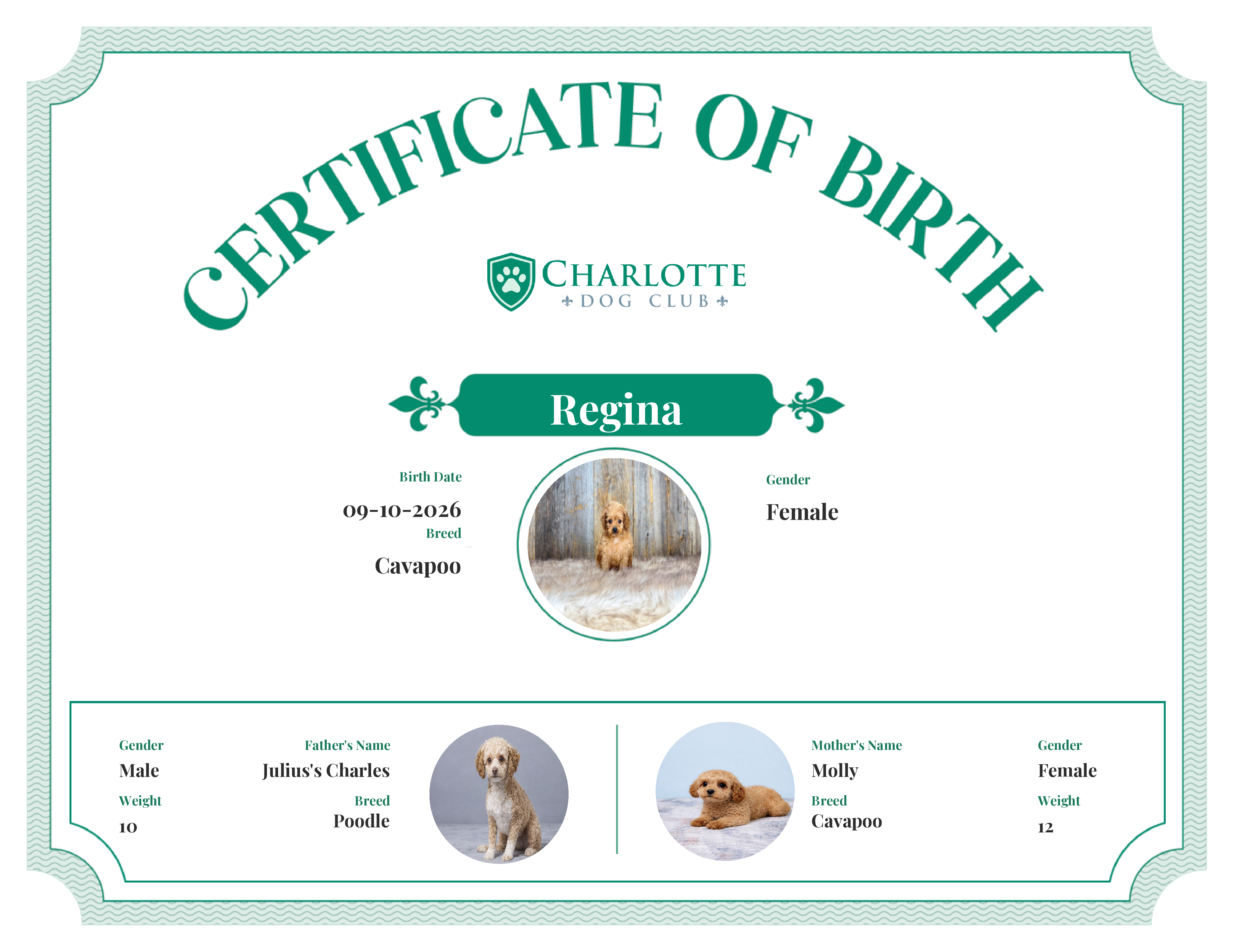 Regina's Birth Certificate